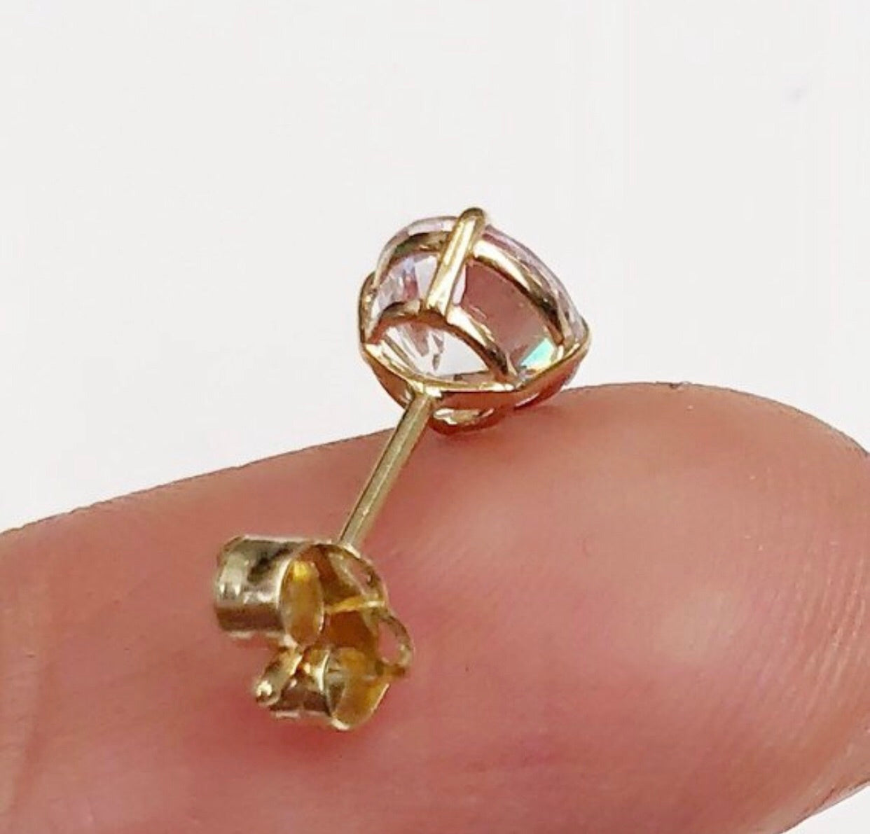14K Solid Gold Tiny Clear CZ Stud Earrings, Cubic size 2mm/3mm/4mm/5mm - 14K Solid Gold