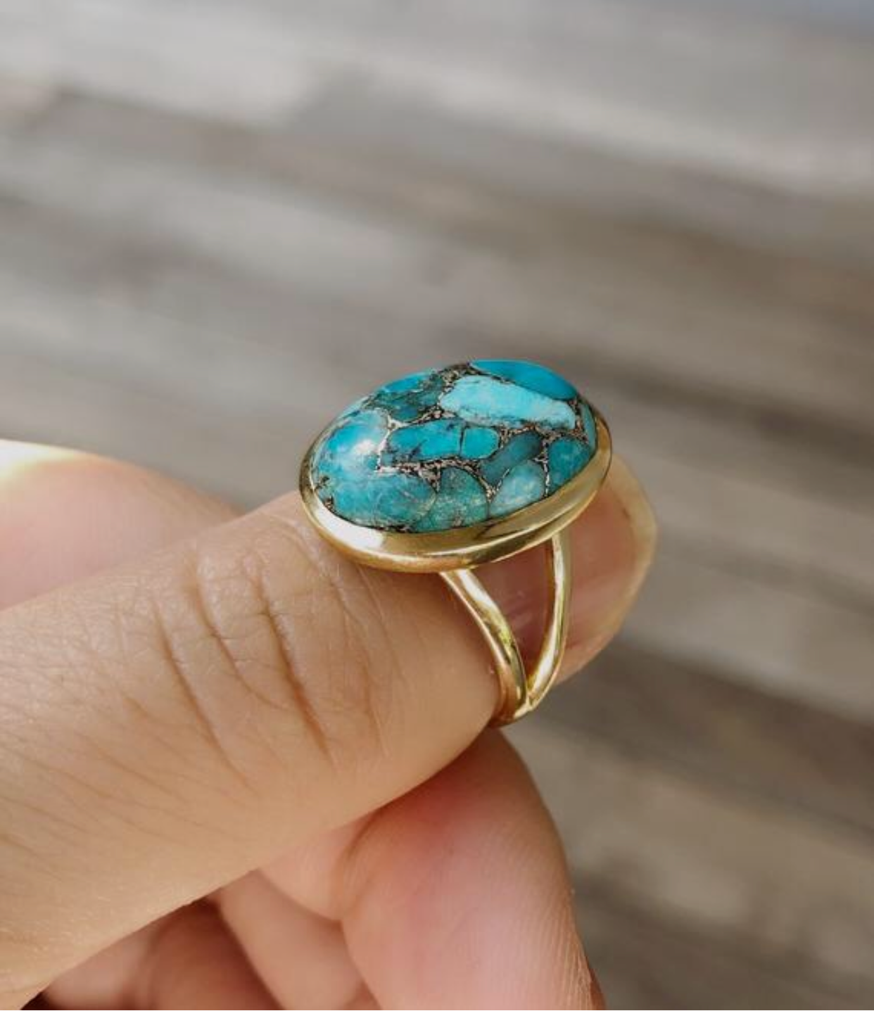 14k gold dipped turquoise ring
