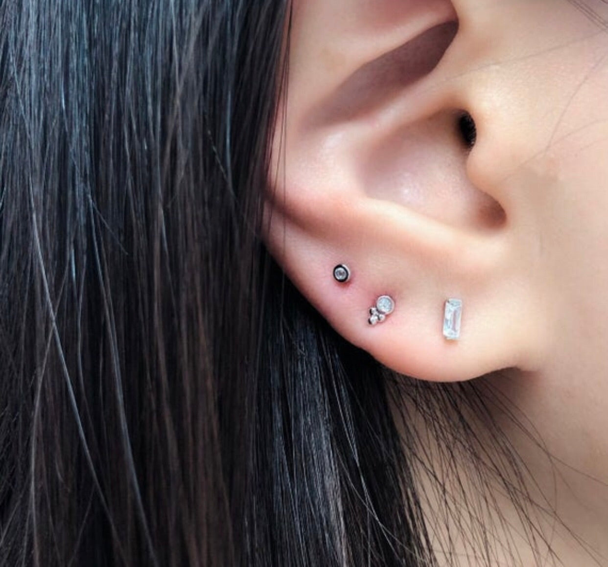 New-Tiny CZ Baguette Stud Earrings, Minimalist Earring Studs, Teeny tiny square studs, Emerald Cut CZ Diamond Earrings, Diamond Bar