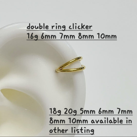 16g 18g 20g Double line Surgical Steel Hinged Segment Clicker, Helix, Cartilage, Conch Hoop