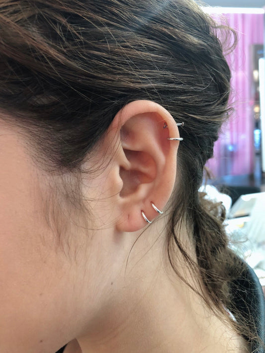 Tiny Hoop Earrings, 14k gold plated Sterling Silver tiny hoop earrings, Gold Huggies Hoop earrings-one touch open and closer