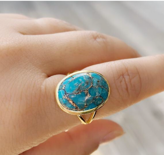 14k gold dipped turquoise ring