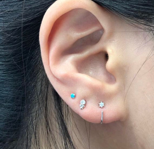 Tiny Open Hugging Hoops(Pair), Open Hoop 92.5 Sterling Silver Earrings-Tiny Ear Jacket-Mini Hoop Earring